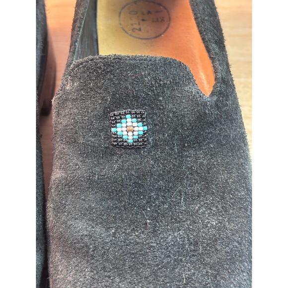 2120 LA-MX Black Nubuck Loafers Beaded Southwest Diamond Detail Women's Size 7 - Picture 6 of 10
